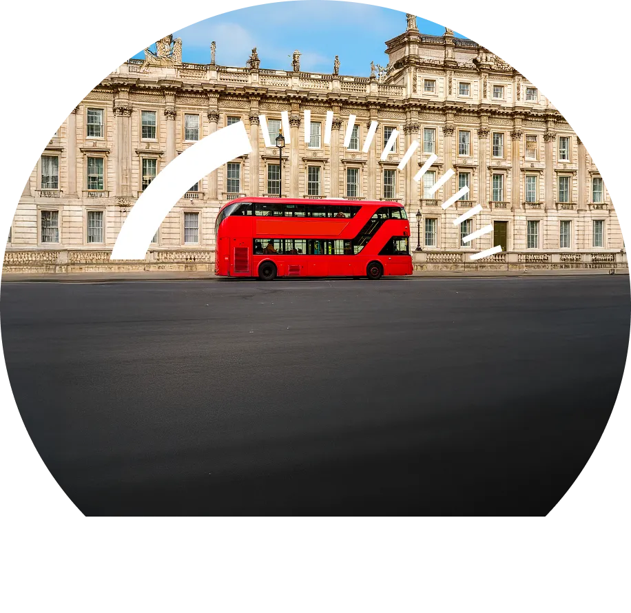A London bus on Whitehall Street